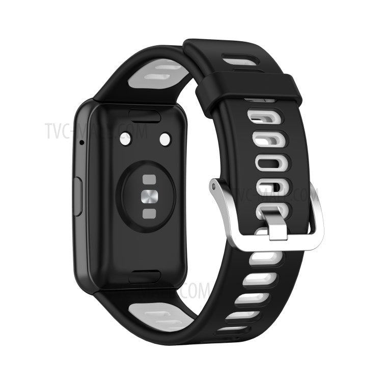 Soft Silicone Dual Color Watch Strap for Huawei Watch Fit - Black/White