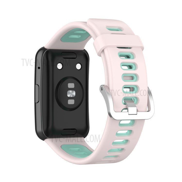 Soft Silicone Dual Color Watch Strap for Huawei Watch Fit - Pink/Teal
