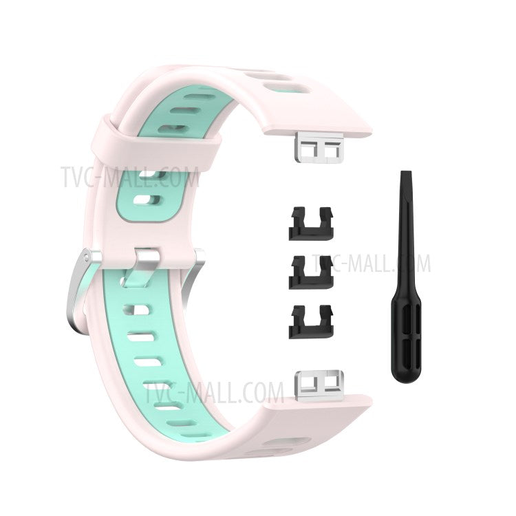 Soft Silicone Dual Color Watch Strap for Huawei Watch Fit - Pink/Teal