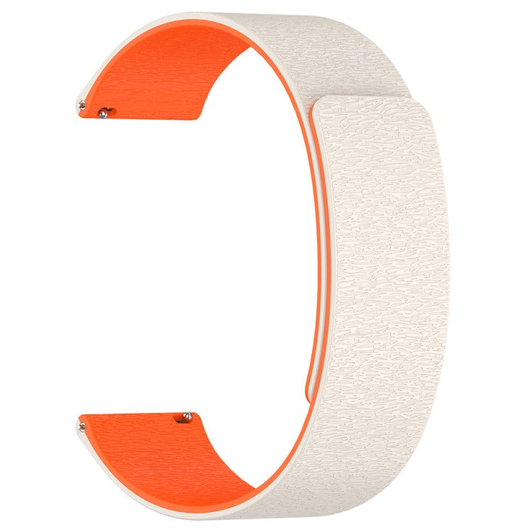 Watch Band for Huawei Watch GT 4 41mm / Garmin Venu 3S / Forerunner 265S Cloud Wood Grain Universal 18mm Silicone Magnetic Strap - Starlight+Orange