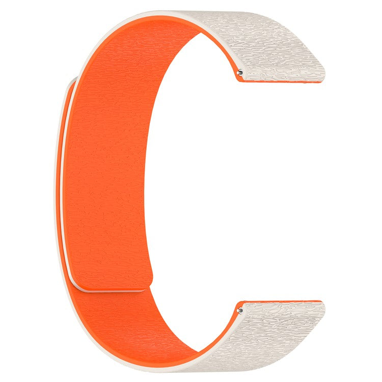 Watch Band for Huawei Watch GT 4 41mm / Garmin Venu 3S / Forerunner 265S Cloud Wood Grain Universal 18mm Silicone Magnetic Strap - Starlight+Orange