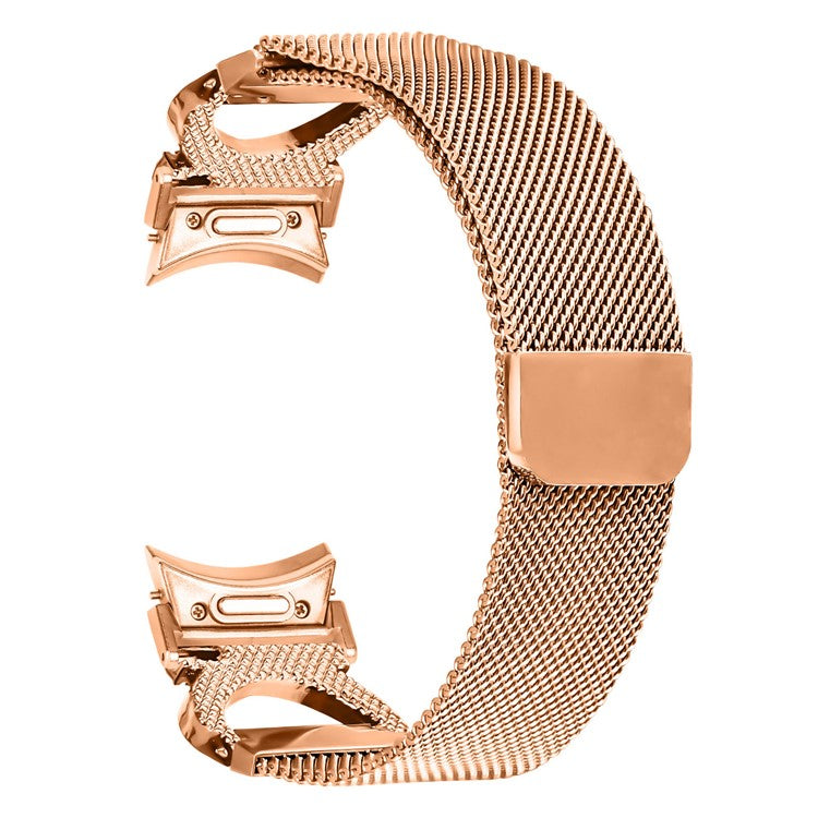Watch Strap with Connector for Samsung Galaxy Watch 5  /  Watch4 40  /  42  /  44  /  45  /  46mm Milanese Metal Watch Band Rhinestone Decor - Rose Gold