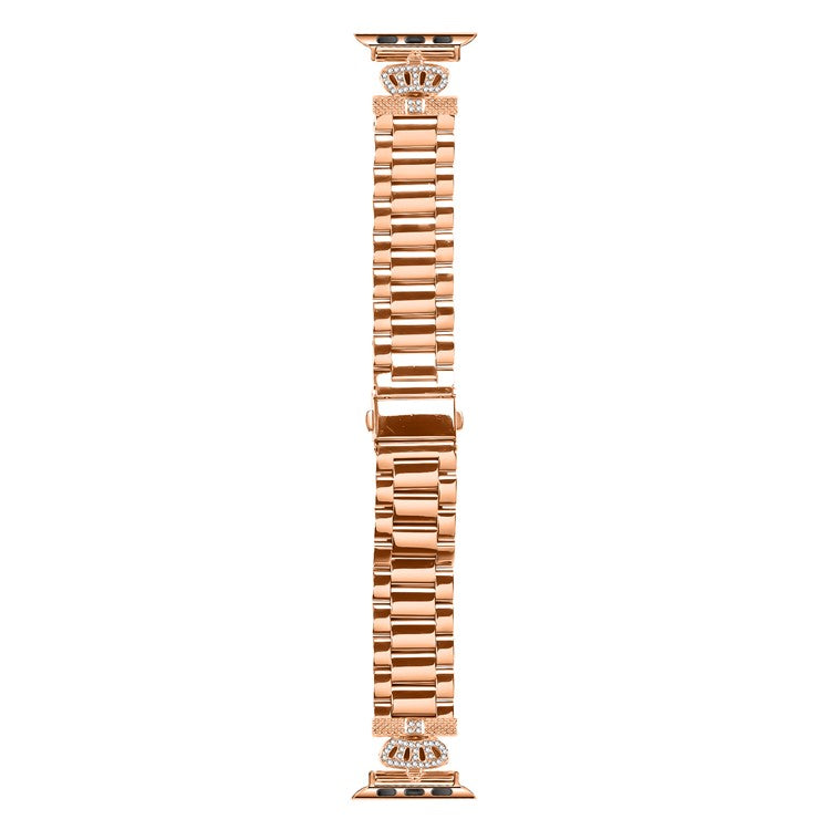 Stainless Steel Strap for Apple Watch Series 10 9 8 7 SE 6 5 4 3 2 1 42mm 41mm 40mm 38mm Crown Shape Watch Band - Rose Gold