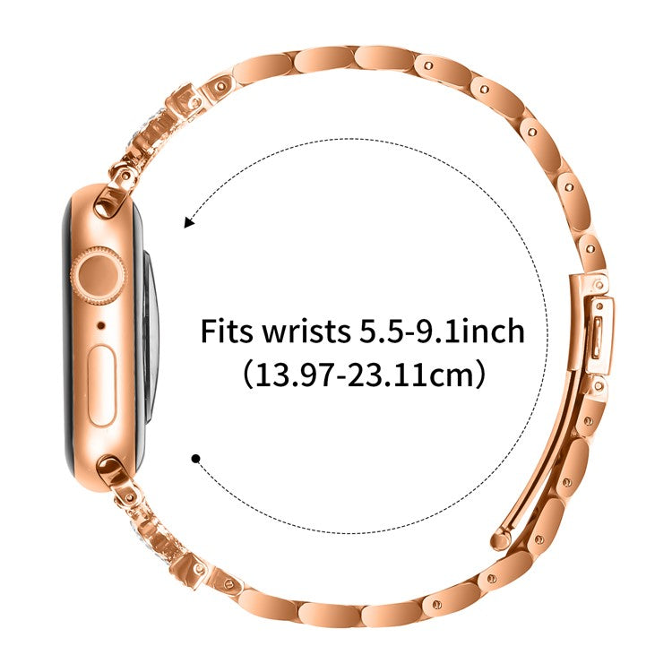 Stainless Steel Strap for Apple Watch Series 10 9 8 7 SE 6 5 4 3 2 1 42mm 41mm 40mm 38mm Crown Shape Watch Band - Rose Gold