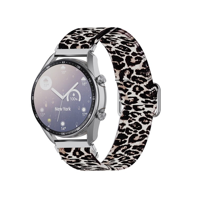 22mm Adjustable Printing Watchband Strap Replacement for Samsung Galaxy Watch3 45mm / Huawei Watch GT 2 Pro - Leopard