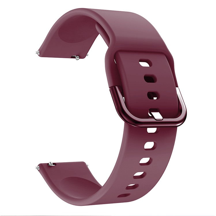 Silicone Solid Color Watch Strap for Garmin Vivoactive 4S, Vivomove 3S, Etc - Wine Red