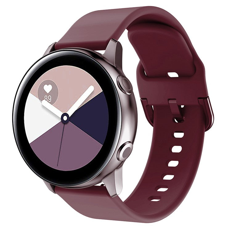 Silicone Solid Color Watch Strap for Garmin Vivoactive 4S, Vivomove 3S, Etc - Wine Red