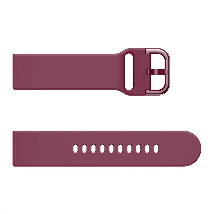 Silicone Solid Color Watch Strap for Garmin Vivoactive 4S, Vivomove 3S, Etc - Wine Red