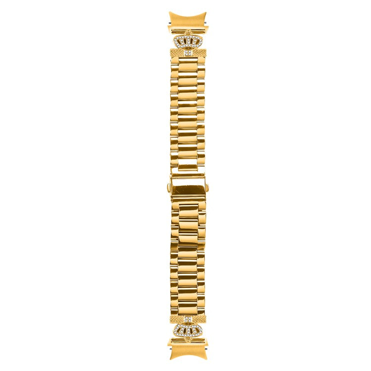 Metal Strap with Connector for Samsung Galaxy Watch 5 Pro / 5 / 5 Active / 4 / 4 Classic / 4 Active Crown Shape Watch Band - Gold