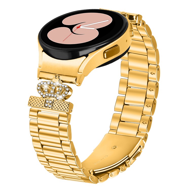 Metal Strap with Connector for Samsung Galaxy Watch 5 Pro / 5 / 5 Active / 4 / 4 Classic / 4 Active Crown Shape Watch Band - Gold