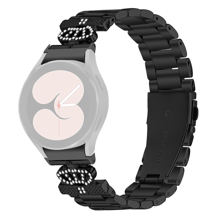 Metal Strap with Quick Release Connector for Samsung Galaxy Watch6 40mm / 44mm / 6 Classic 43mm / 47mm Crown Shape Watch Band - Black