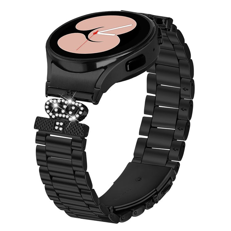 Metal Strap with Quick Release Connector for Samsung Galaxy Watch6 40mm / 44mm / 6 Classic 43mm / 47mm Crown Shape Watch Band - Black