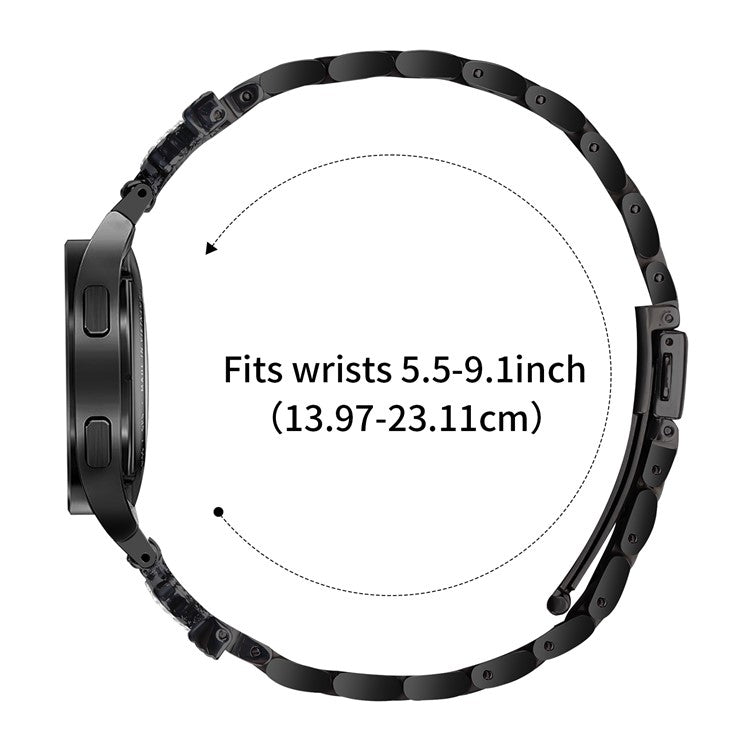 Metal Strap with Quick Release Connector for Samsung Galaxy Watch6 40mm / 44mm / 6 Classic 43mm / 47mm Crown Shape Watch Band - Black