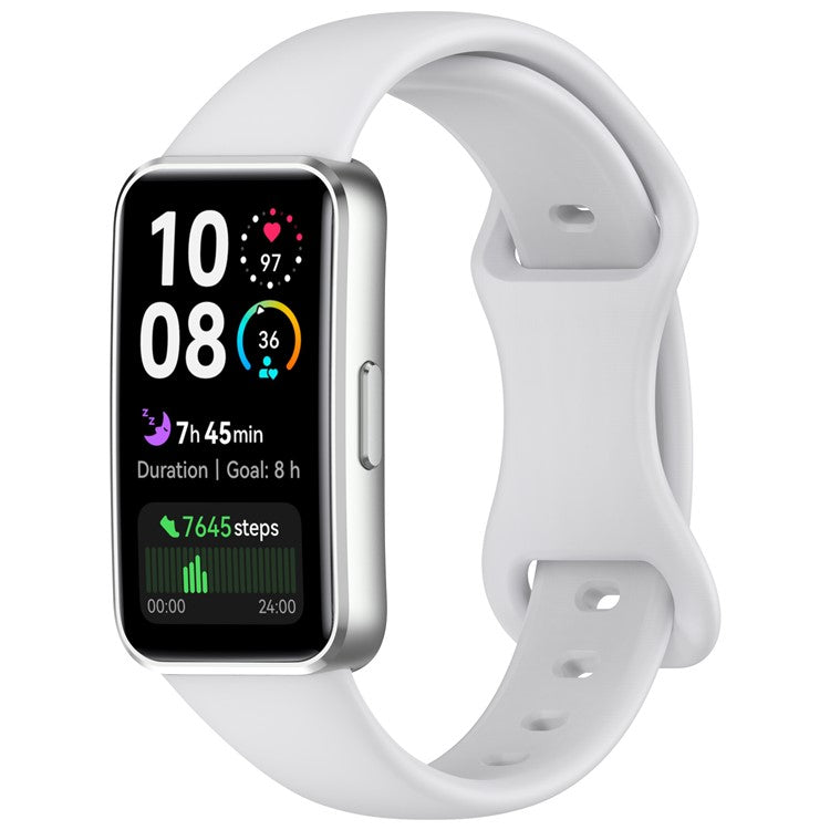 Silicone Watch Strap for Huawei Band 10 / 9 / 9 NFC / 8 / 8 NFC Butterfly Buckle Adjustable Replacement Band - Light Grey