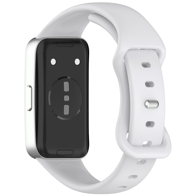 Silicone Watch Strap for Huawei Band 10 / 9 / 9 NFC / 8 / 8 NFC Butterfly Buckle Adjustable Replacement Band - Light Grey
