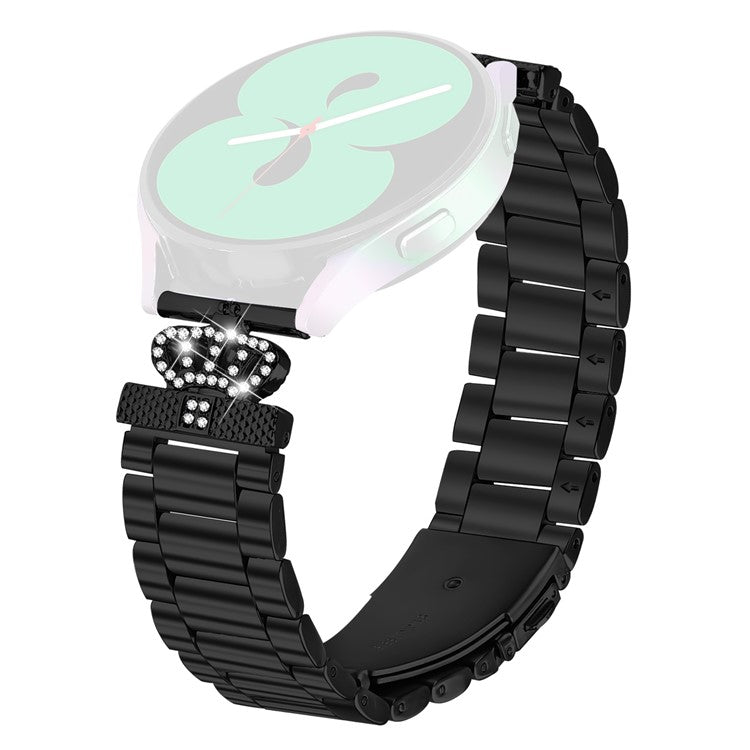 Stainless Steel Strap for Garmin Vivomove Sport / Venu 2 Plus Watch Band Crown Shape Rhinestone Decor - Black