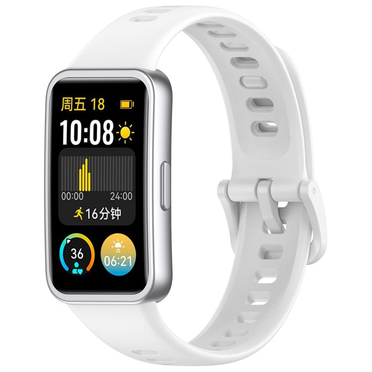 For Huawei Band 10 Replacement Watch Strap Soft Silicone Glossy Wristband - White
