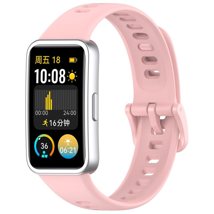 For Huawei Band 10 Replacement Watch Strap Soft Silicone Glossy Wristband - Pink