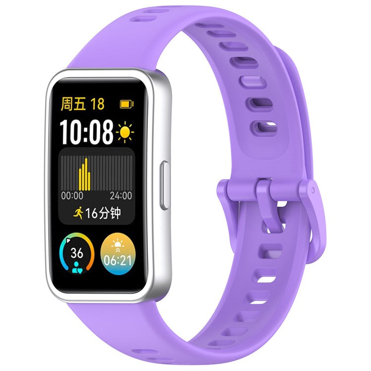 For Huawei Band 10 Replacement Watch Strap Soft Silicone Glossy Wristband - Purple