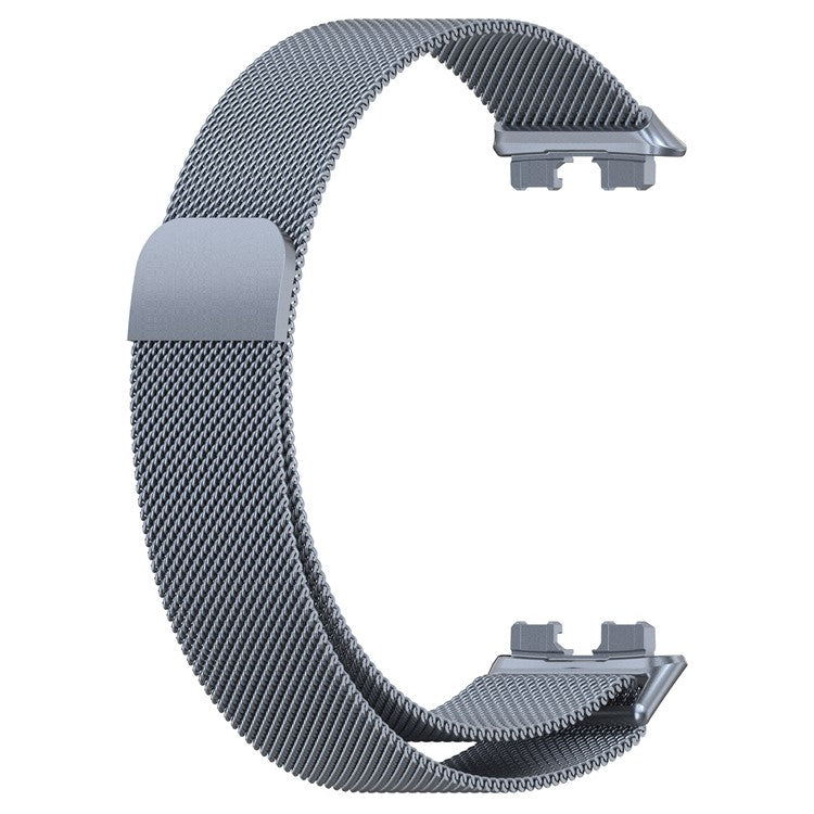 For Huawei Band 10 Magnetic Milanese Metal Watch Strap Stainless Steel Replacement Band - Grey