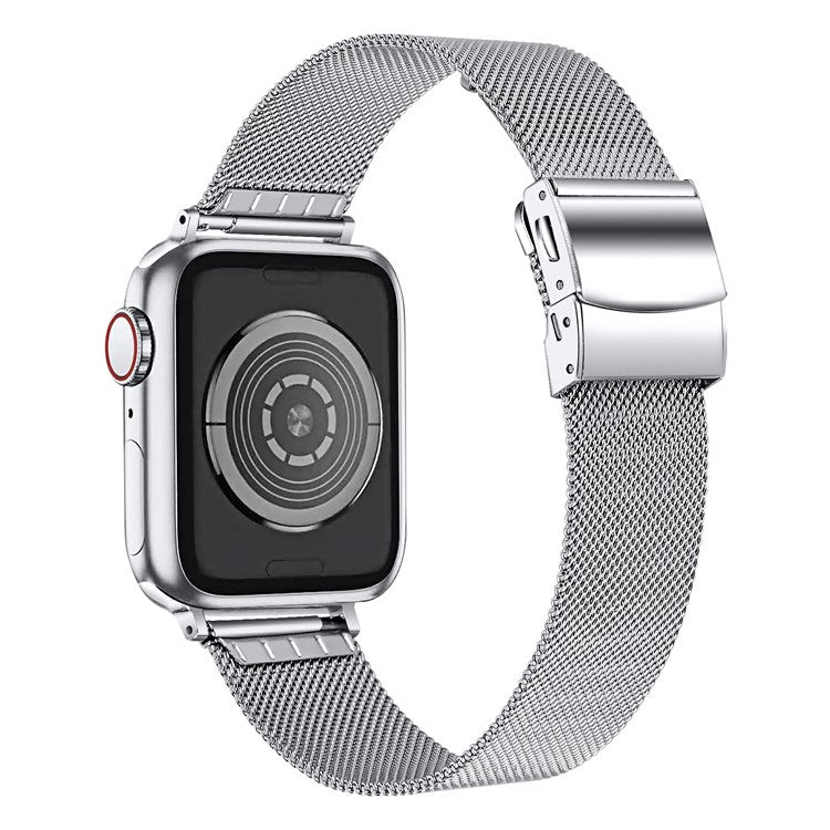 Watch Strap for Apple Watch Series 10 9 8 7 SE 6 5 4 3 2 1 42mm 41mm 40mm 38mm Milanese Metal Band with Buckle - Silver