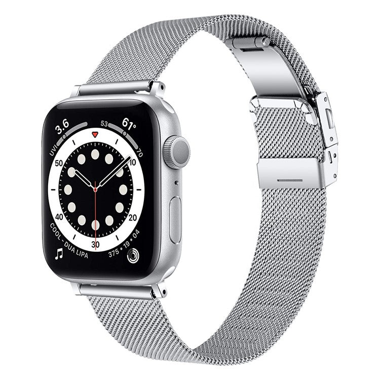 Watch Strap for Apple Watch Series 10 9 8 7 SE 6 5 4 3 2 1 42mm 41mm 40mm 38mm Milanese Metal Band with Buckle - Silver