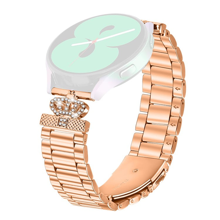 For Honor Watch ES Stainless Steel Strap Crown Shape Rhinestone Decor Watch Band - Rose Gold