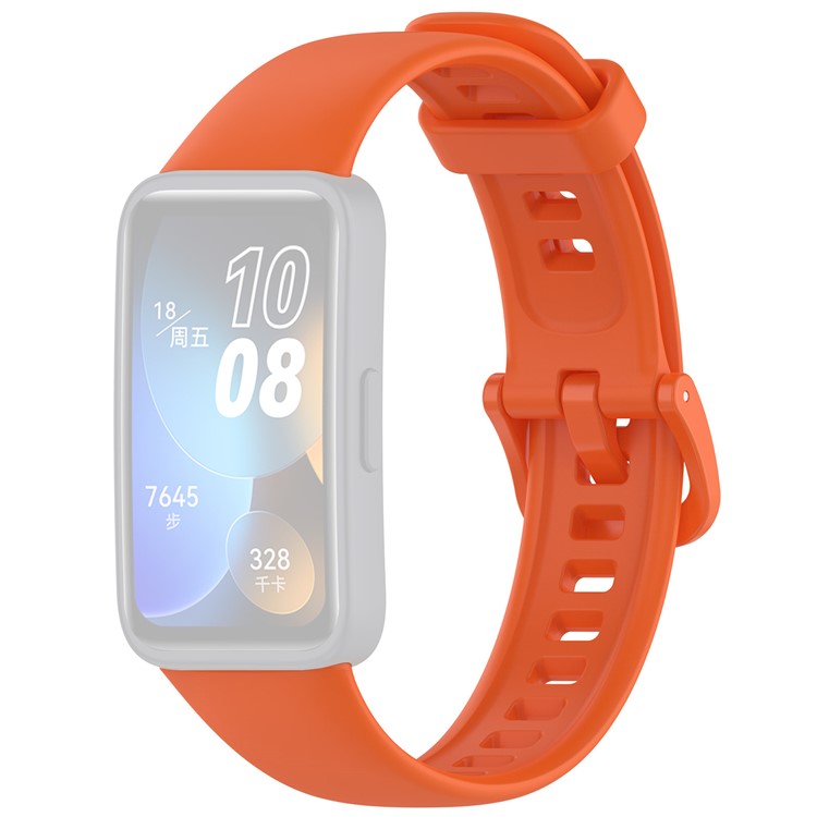 Silicone Watch Strap for Huawei Band 10 NFC / 10 / 9 NFC / 9 / 8 NFC / 8 Glossy Replacement Band - Orange