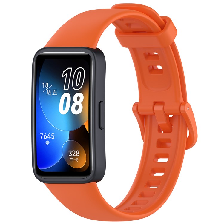 Silicone Watch Strap for Huawei Band 10 NFC / 10 / 9 NFC / 9 / 8 NFC / 8 Glossy Replacement Band - Orange