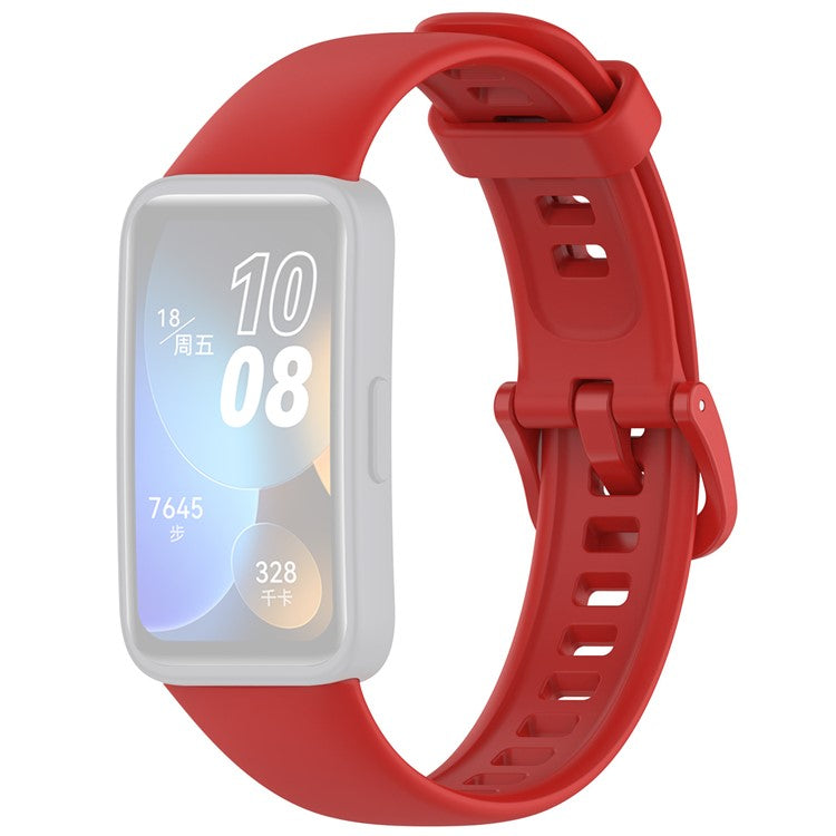 Silicone Watch Strap for Huawei Band 10 NFC / 10 / 9 NFC / 9 / 8 NFC / 8 Glossy Replacement Band - Red