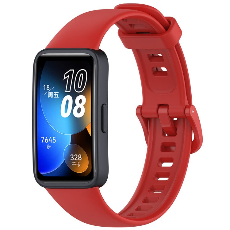 Silicone Watch Strap for Huawei Band 10 NFC / 10 / 9 NFC / 9 / 8 NFC / 8 Glossy Replacement Band - Red