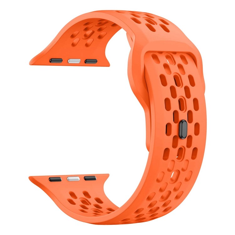 Watch Band for Apple Watch Series 10 Ultra 9 8 7 SE 6 5 4 3 2 1 46mm 49mm 45mm 44mm 42mm Holes Design Silicone Wrist Strap - Orange