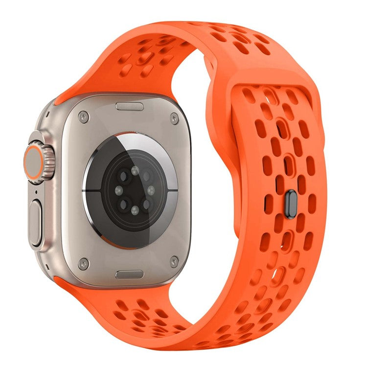 Watch Band for Apple Watch Series 10 Ultra 9 8 7 SE 6 5 4 3 2 1 46mm 49mm 45mm 44mm 42mm Holes Design Silicone Wrist Strap - Orange