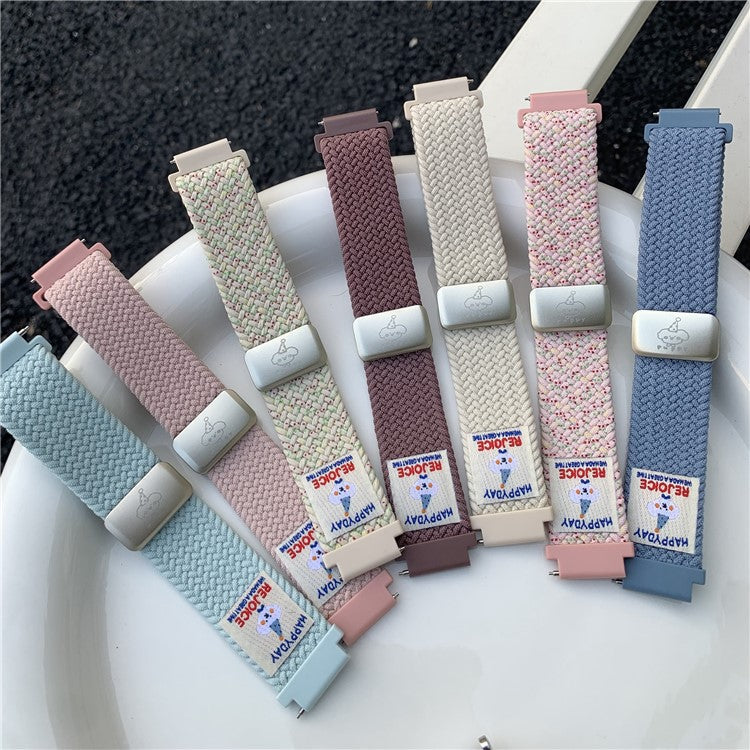 20mm Universal Watch Band Top Hat Puppy Pattern Magnetic Buckle Braided Nylon Wrist Strap - Starlight