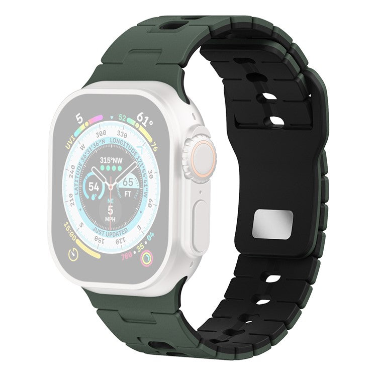 Watch Band for Apple Watch Series 10 9 8 7 SE 6 5 4 3 2 1 42mm 41mm 40mm 38mm Dual Color Silicone Strap - Army Green+Black