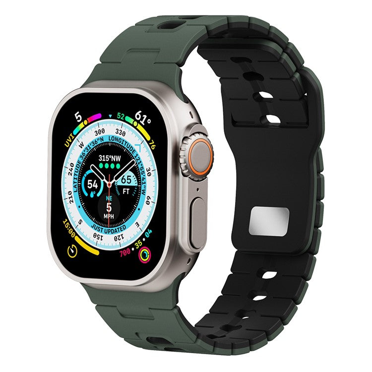 Watch Band for Apple Watch Series 10 9 8 7 SE 6 5 4 3 2 1 42mm 41mm 40mm 38mm Dual Color Silicone Strap - Army Green+Black