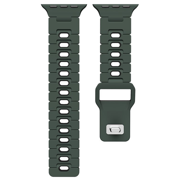 Watch Band for Apple Watch Series 10 9 8 7 SE 6 5 4 3 2 1 42mm 41mm 40mm 38mm Dual Color Silicone Strap - Army Green+Black