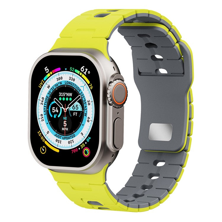 Watch Band for Apple Watch Series 10 9 8 7 SE 6 5 4 3 2 1 42mm 41mm 40mm 38mm Dual Color Silicone Strap - Lime+Grey