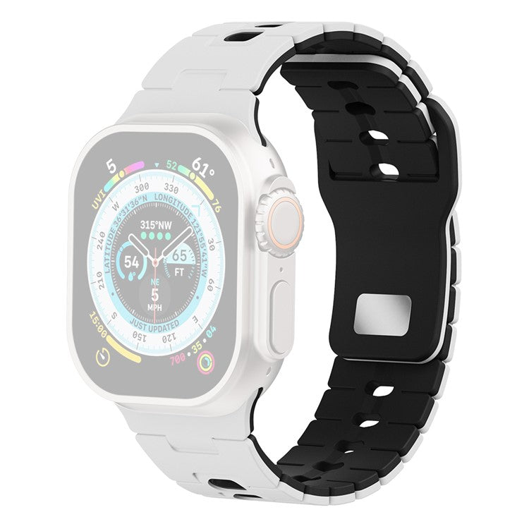 Watch Band for Apple Watch Series 10 Ultra 9 8 7 SE 6 5 4 3 2 1 46mm 49mm 45mm 44mm 42mm Dual Color Silicone Strap - White+Black