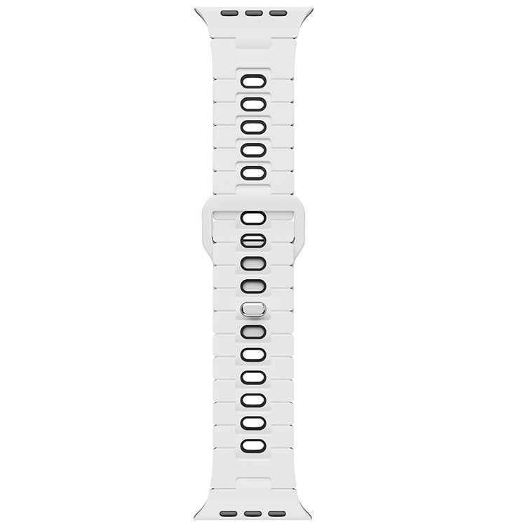 Watch Band for Apple Watch Series 10 Ultra 9 8 7 SE 6 5 4 3 2 1 46mm 49mm 45mm 44mm 42mm Dual Color Silicone Strap - White+Black