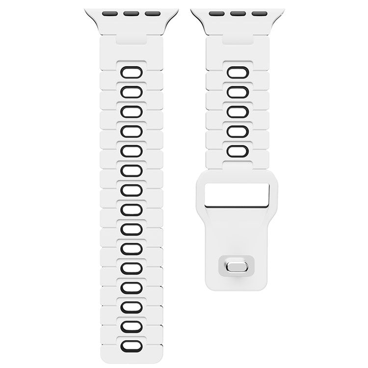 Watch Band for Apple Watch Series 10 Ultra 9 8 7 SE 6 5 4 3 2 1 46mm 49mm 45mm 44mm 42mm Dual Color Silicone Strap - White+Black