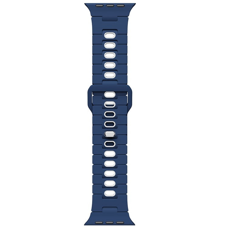 Watch Band for Apple Watch Series 10 Ultra 9 8 7 SE 6 5 4 3 2 1 46mm 49mm 45mm 44mm 42mm Dual Color Silicone Strap - Midnight Blue+White