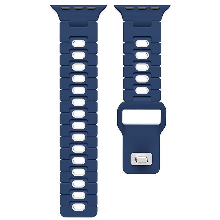 Watch Band for Apple Watch Series 10 Ultra 9 8 7 SE 6 5 4 3 2 1 46mm 49mm 45mm 44mm 42mm Dual Color Silicone Strap - Midnight Blue+White
