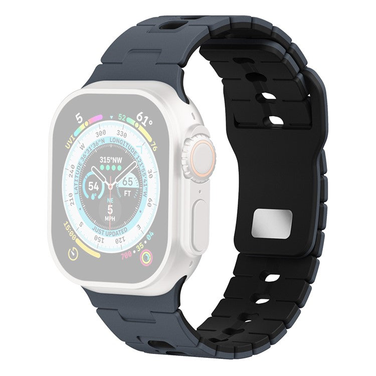 Watch Band for Apple Watch Series 10 Ultra 9 8 7 SE 6 5 4 3 2 1 46mm 49mm 45mm 44mm 42mm Dual Color Silicone Strap - Midnight Blue+Black