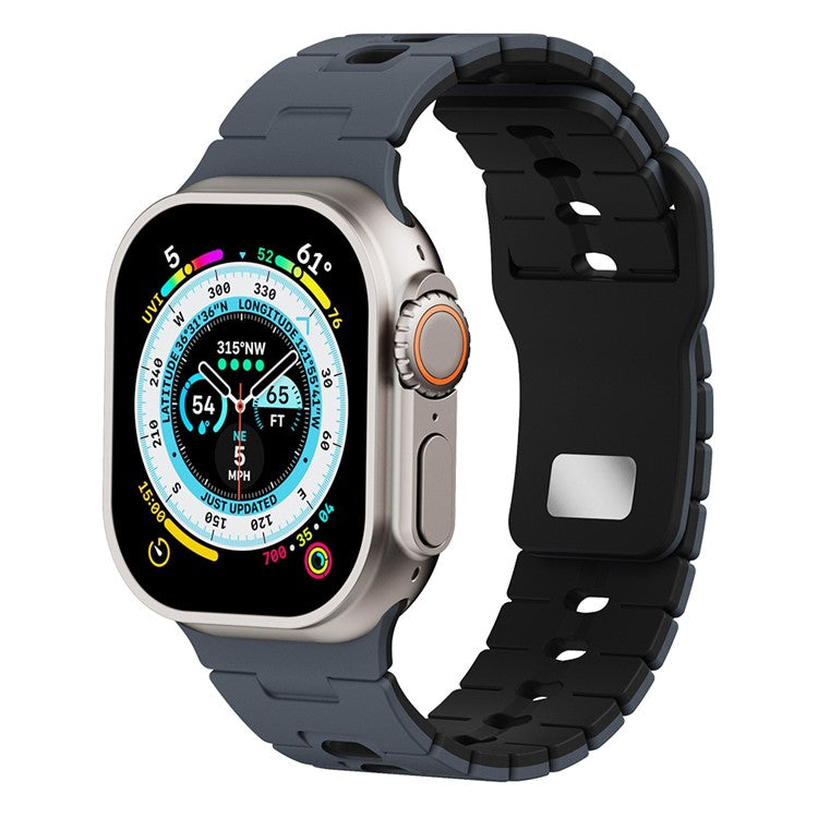 Watch Band for Apple Watch Series 10 Ultra 9 8 7 SE 6 5 4 3 2 1 46mm 49mm 45mm 44mm 42mm Dual Color Silicone Strap - Midnight Blue+Black
