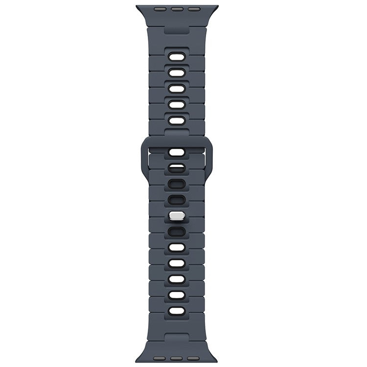 Watch Band for Apple Watch Series 10 Ultra 9 8 7 SE 6 5 4 3 2 1 46mm 49mm 45mm 44mm 42mm Dual Color Silicone Strap - Midnight Blue+Black