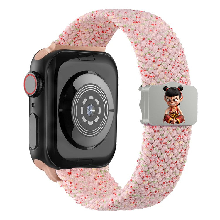 Watch Strap for Apple Watch Series 10 Ultra 9 8 7 SE 6 5 4 3 2 1 46mm 49mm 45mm 44mm 42mm Ne Zha UV Printed Nylon Band - Light Pink / Ne Zha