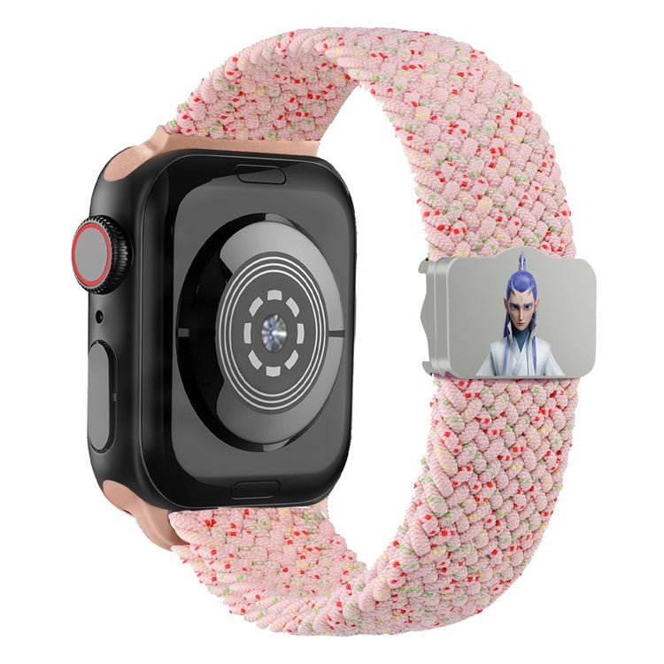 Watch Strap for Apple Watch Series 10 9 8 7 SE 6 5 4 3 2 1 42mm 41mm 40mm 38mm Ne Zha UV Printed Nylon Band - Light Pink / Ao Bing