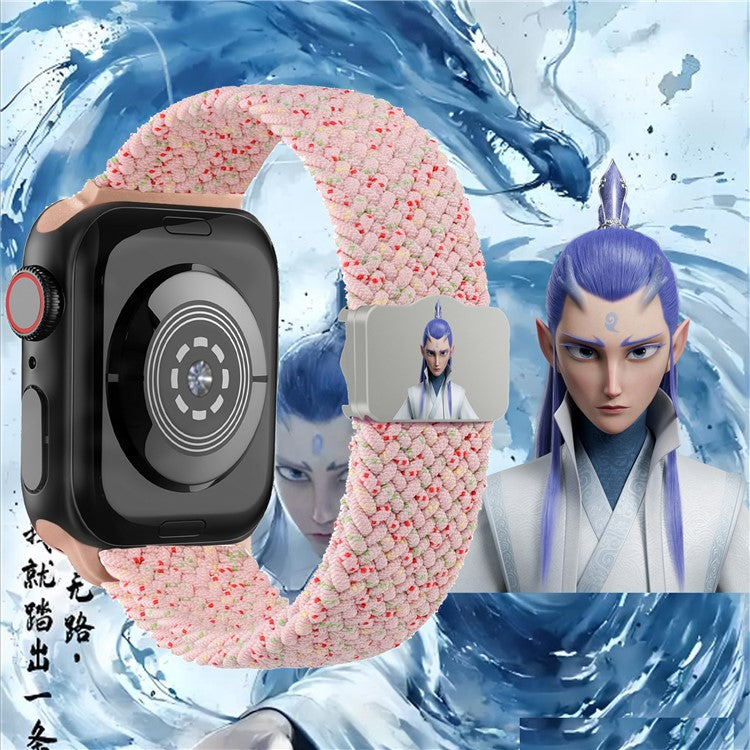 Watch Strap for Apple Watch Series 10 9 8 7 SE 6 5 4 3 2 1 42mm 41mm 40mm 38mm Ne Zha UV Printed Nylon Band - Light Pink / Ao Bing