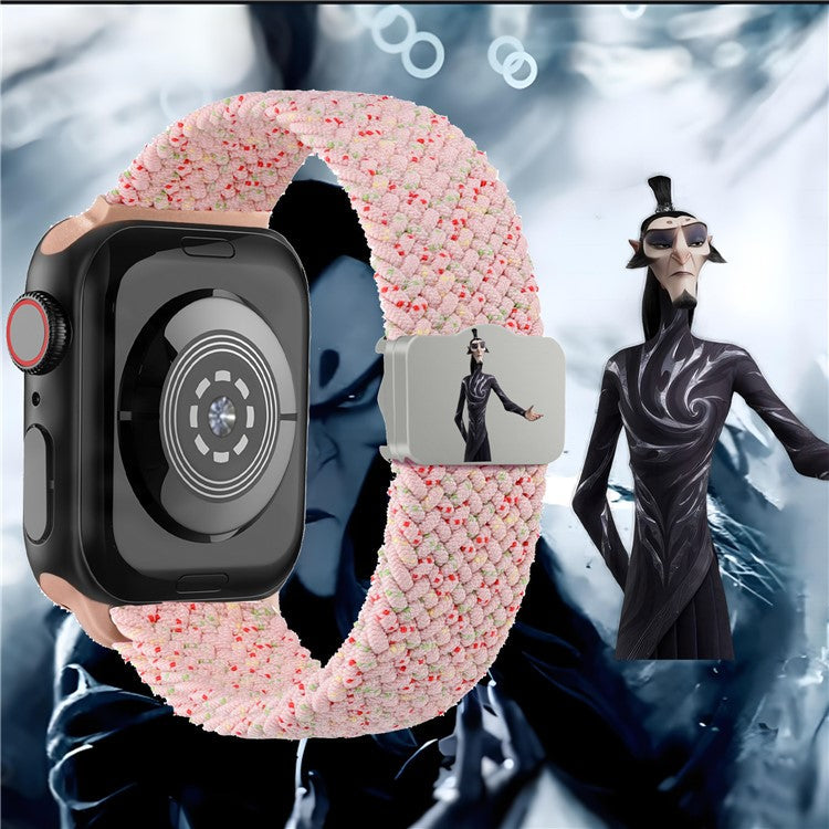 Watch Strap for Apple Watch Series 10 9 8 7 SE 6 5 4 3 2 1 42mm 41mm 40mm 38mm Ne Zha UV Printed Nylon Band - Light Pink / Shen Gongbao